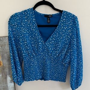 Blue Floral Aqua Top